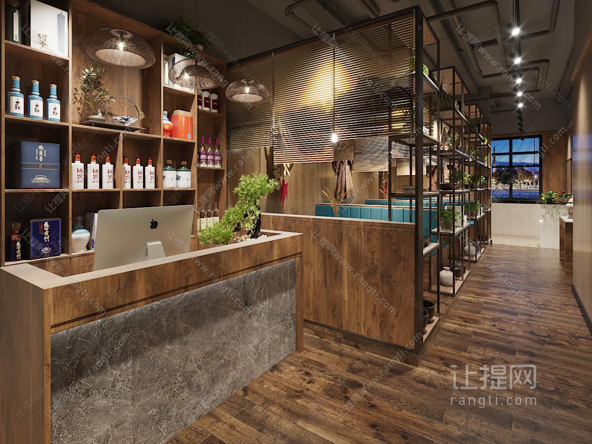 工业风loft饭店餐馆前台接待