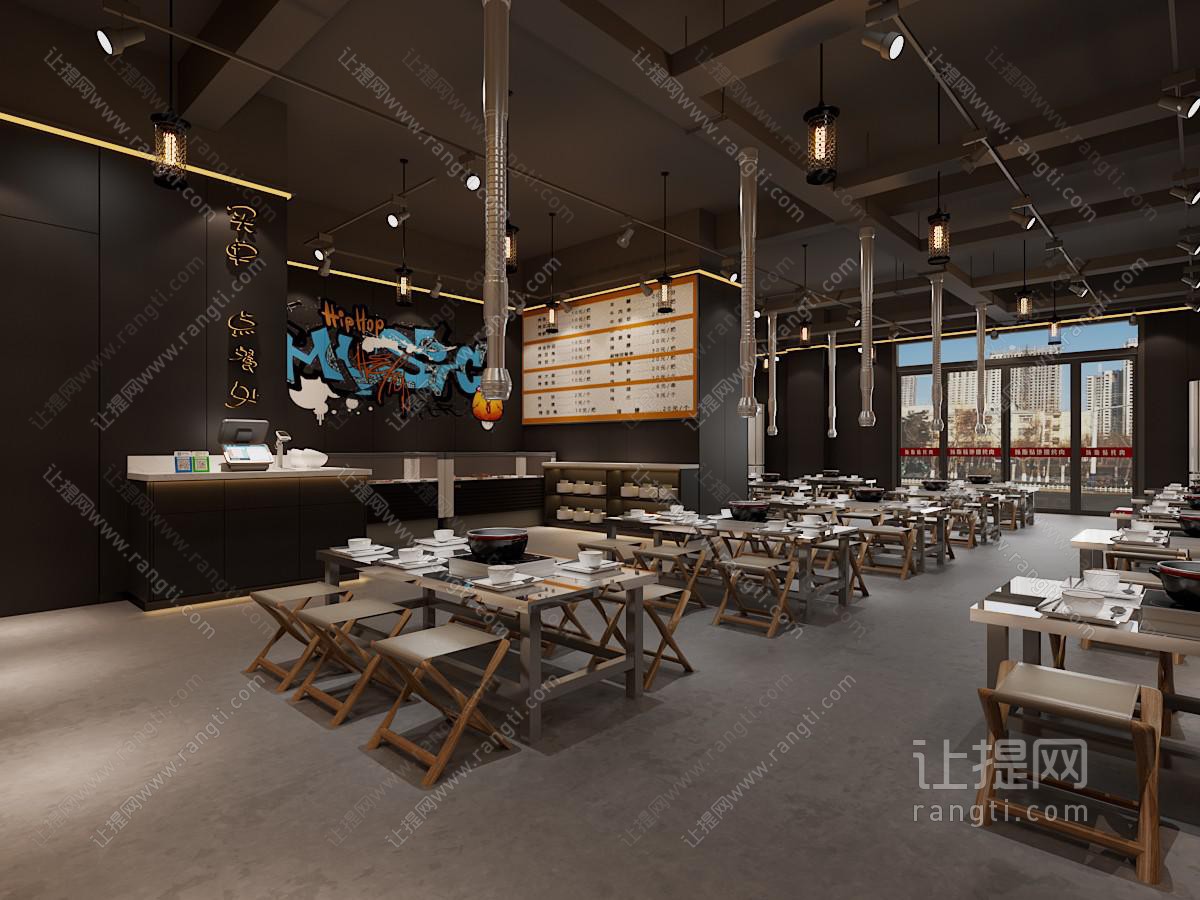 工业风loft饭店餐馆就餐区