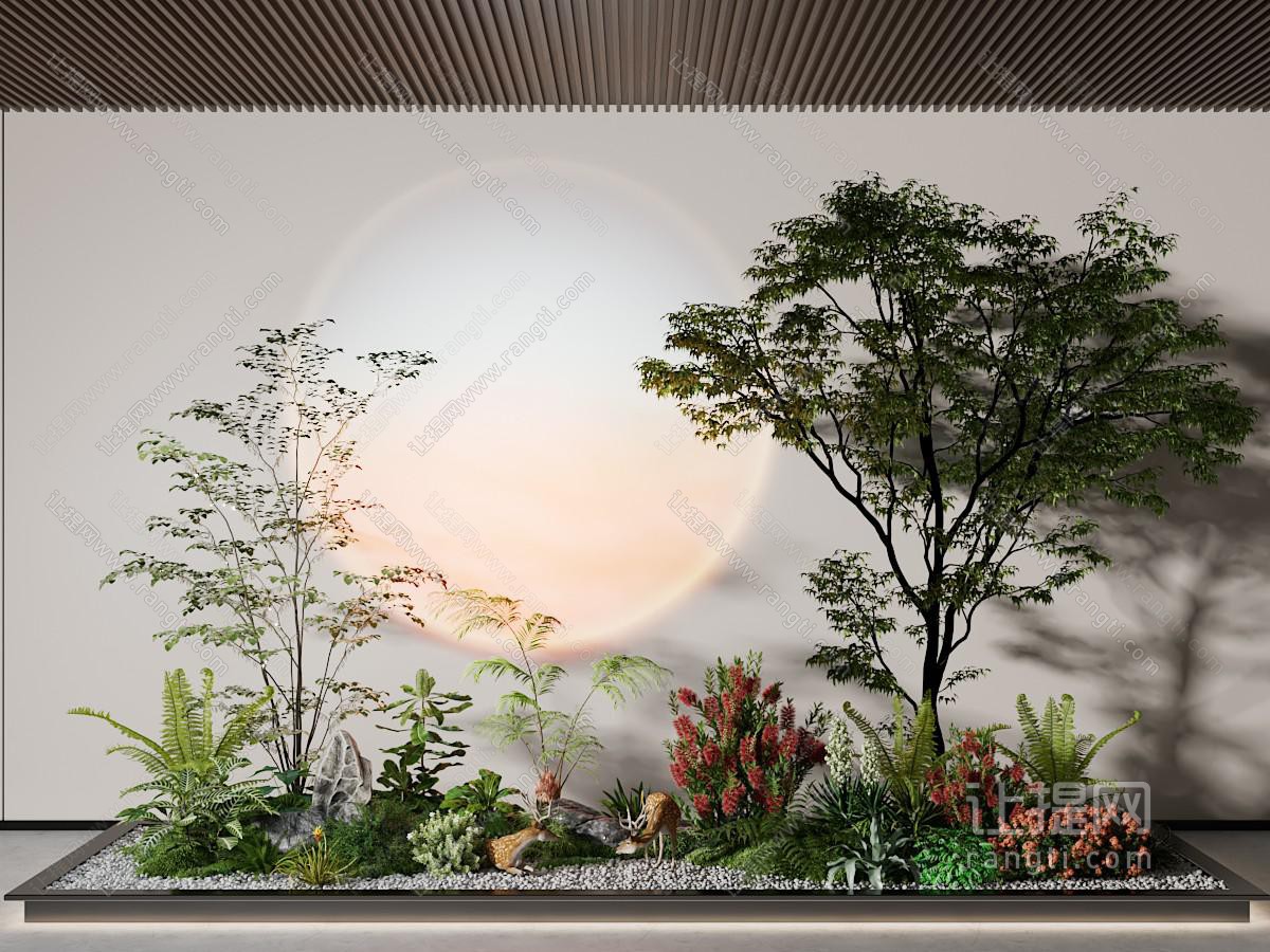 现代室内花草树木景观园艺小品