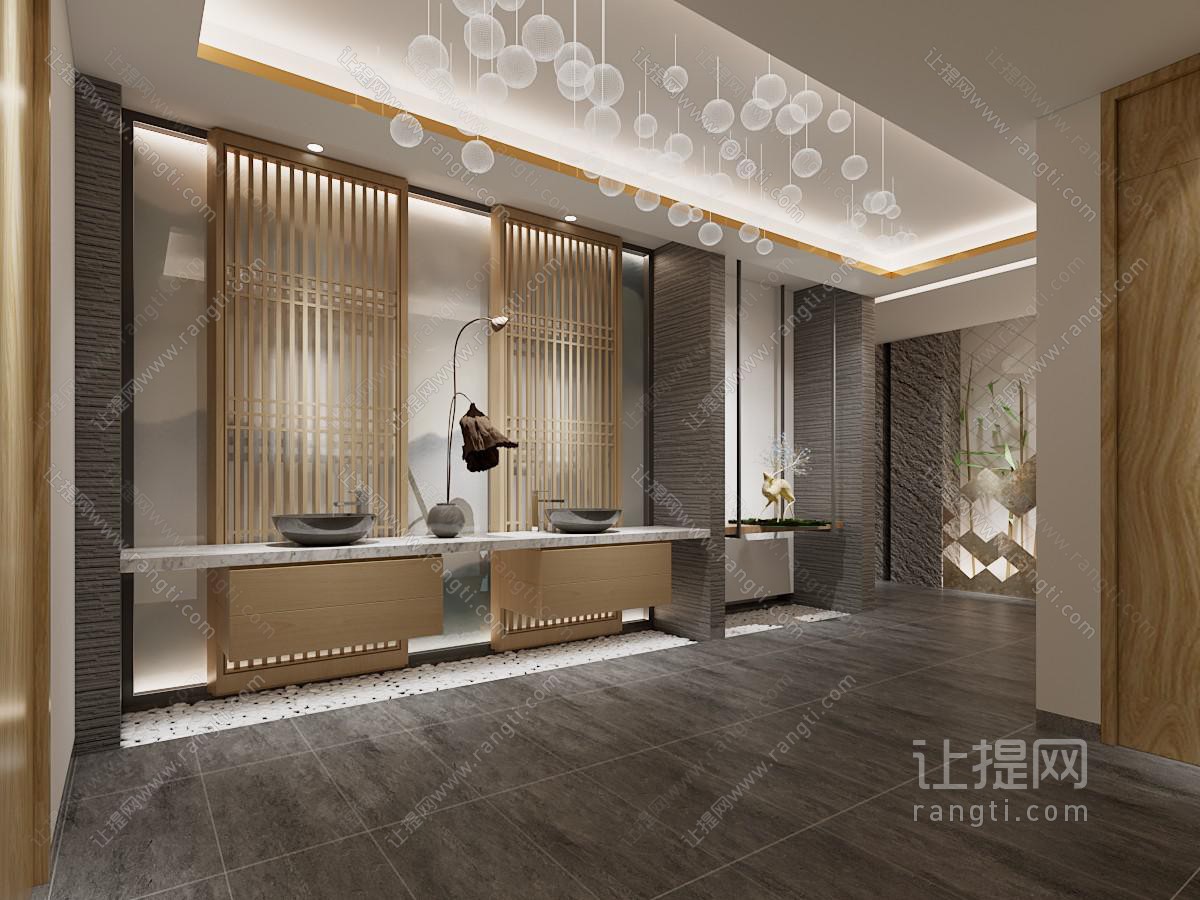 新中式公共卫生间、洗手间