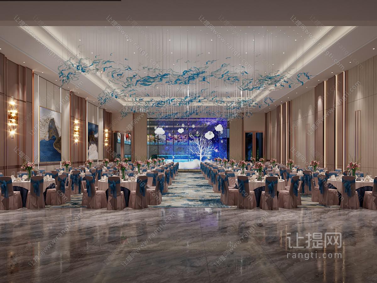 新中式酒店婚庆大厅宴客厅