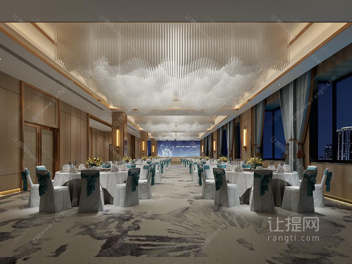 新中式酒店婚庆大厅宴客厅
