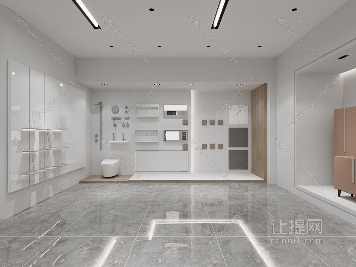 现代马桶、花洒卫浴小件展厅展览