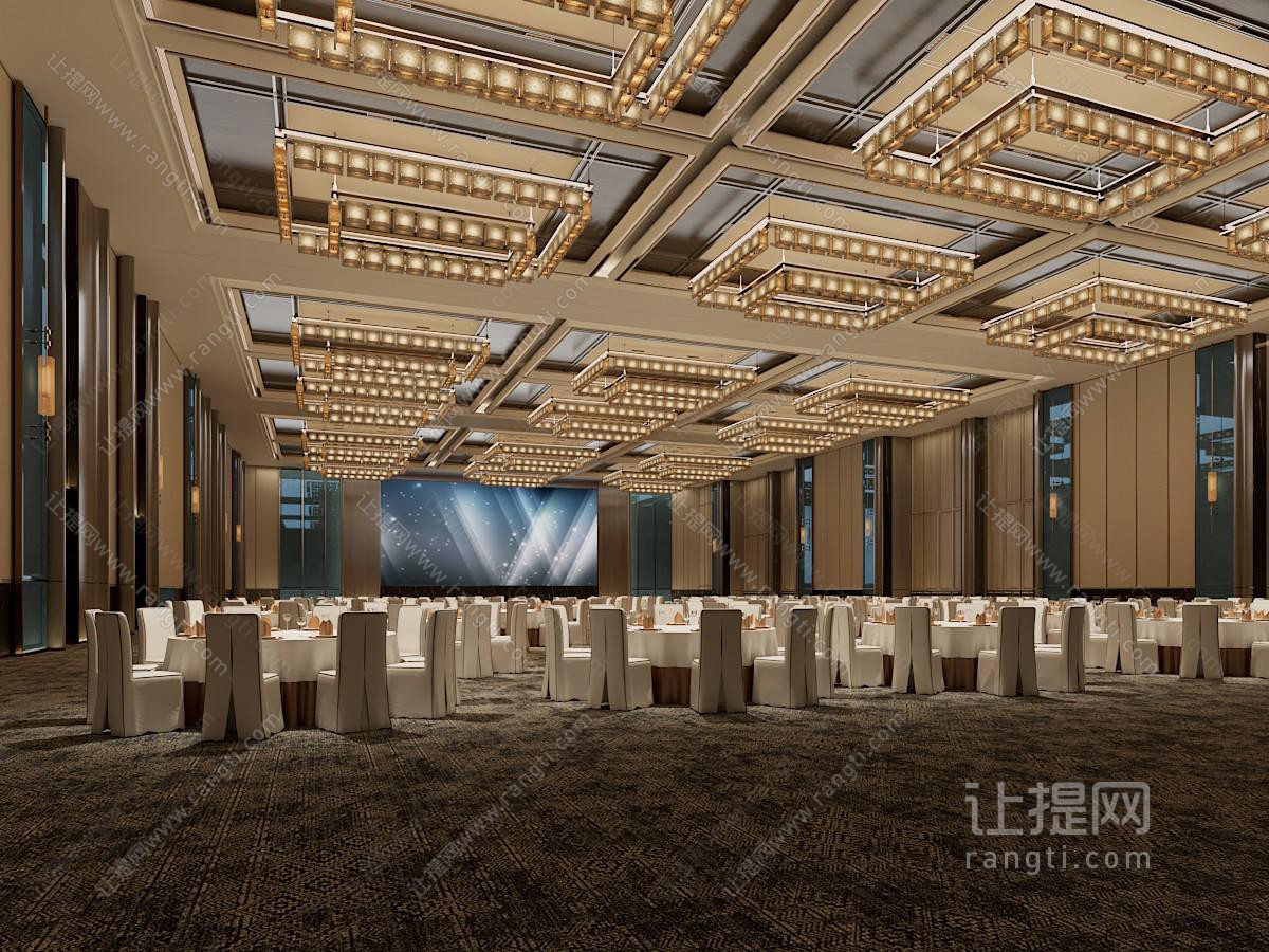 新中式酒店婚庆大厅宴客厅