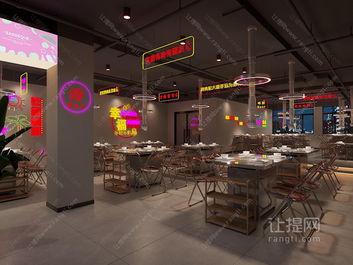 工业风loft饭店餐馆、烧烤店