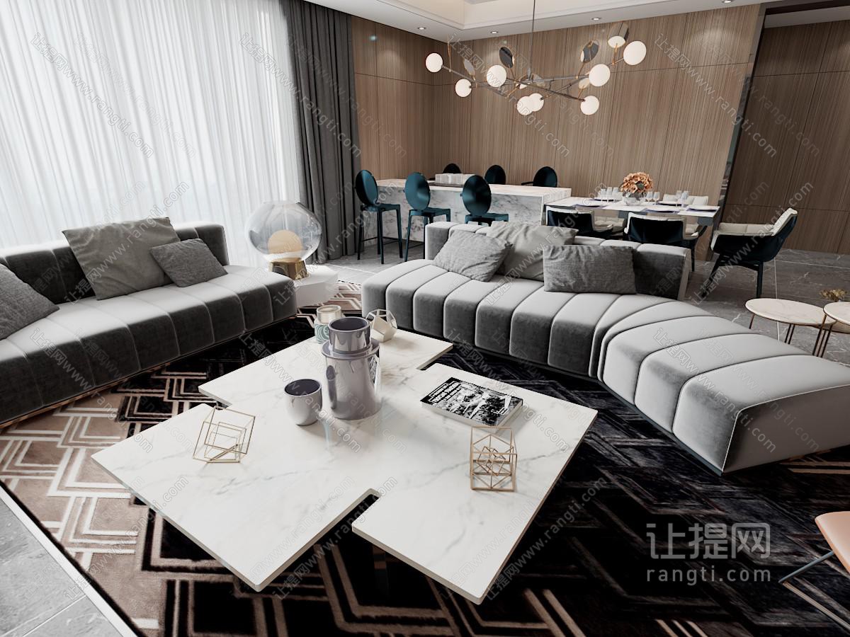 现代客厅餐厅