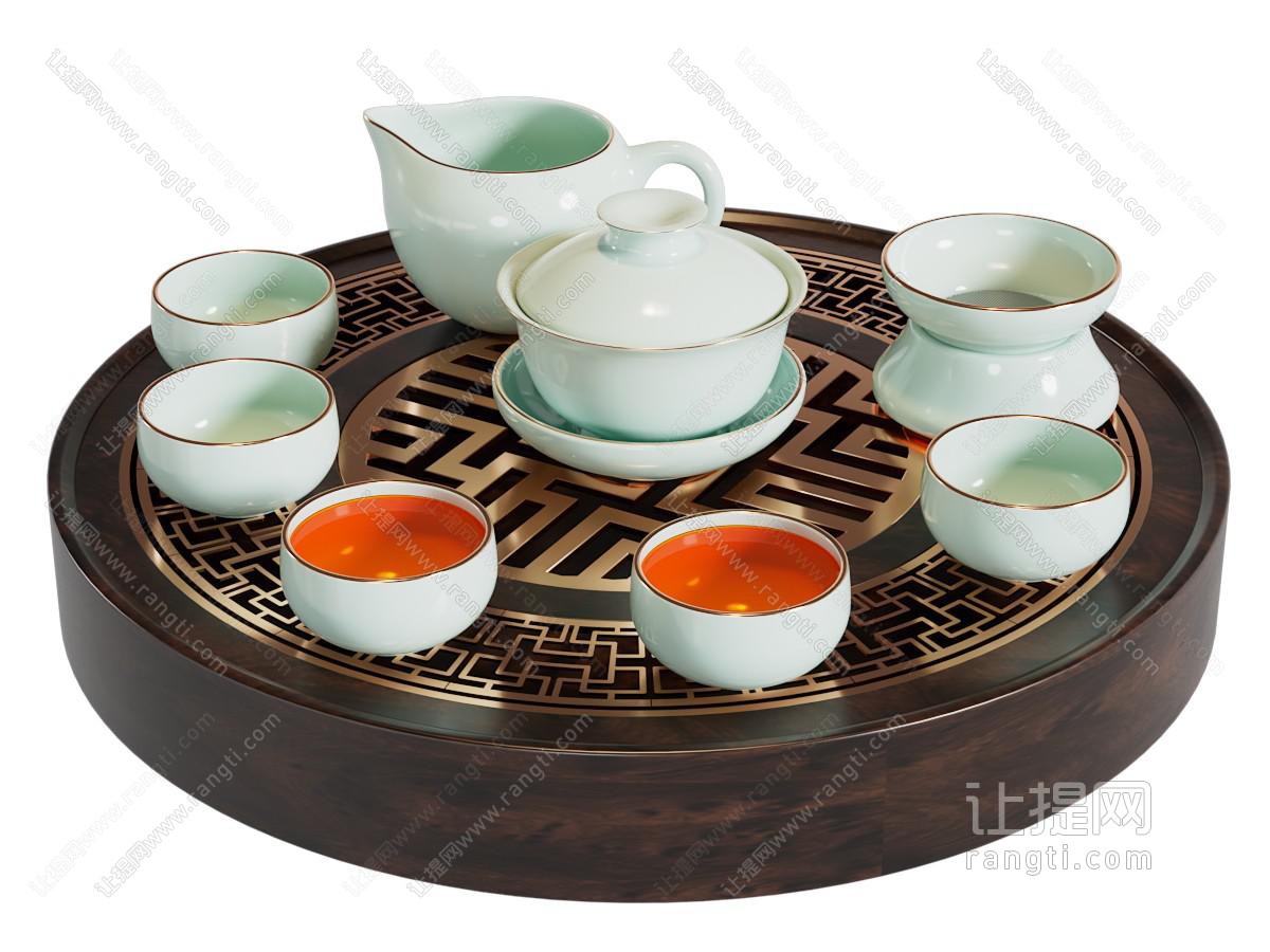 新中式茶盘、茶具杯子
