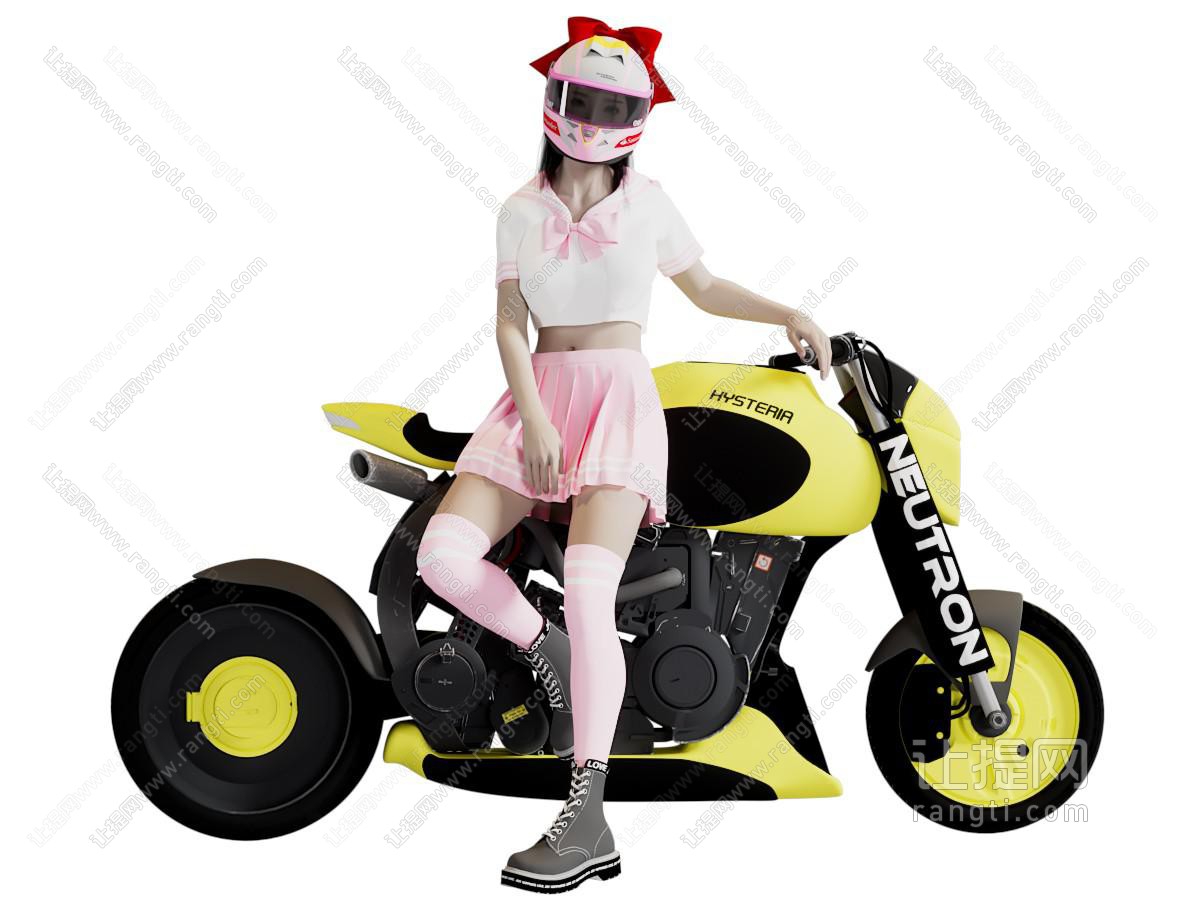 现代骑摩托车的女孩
