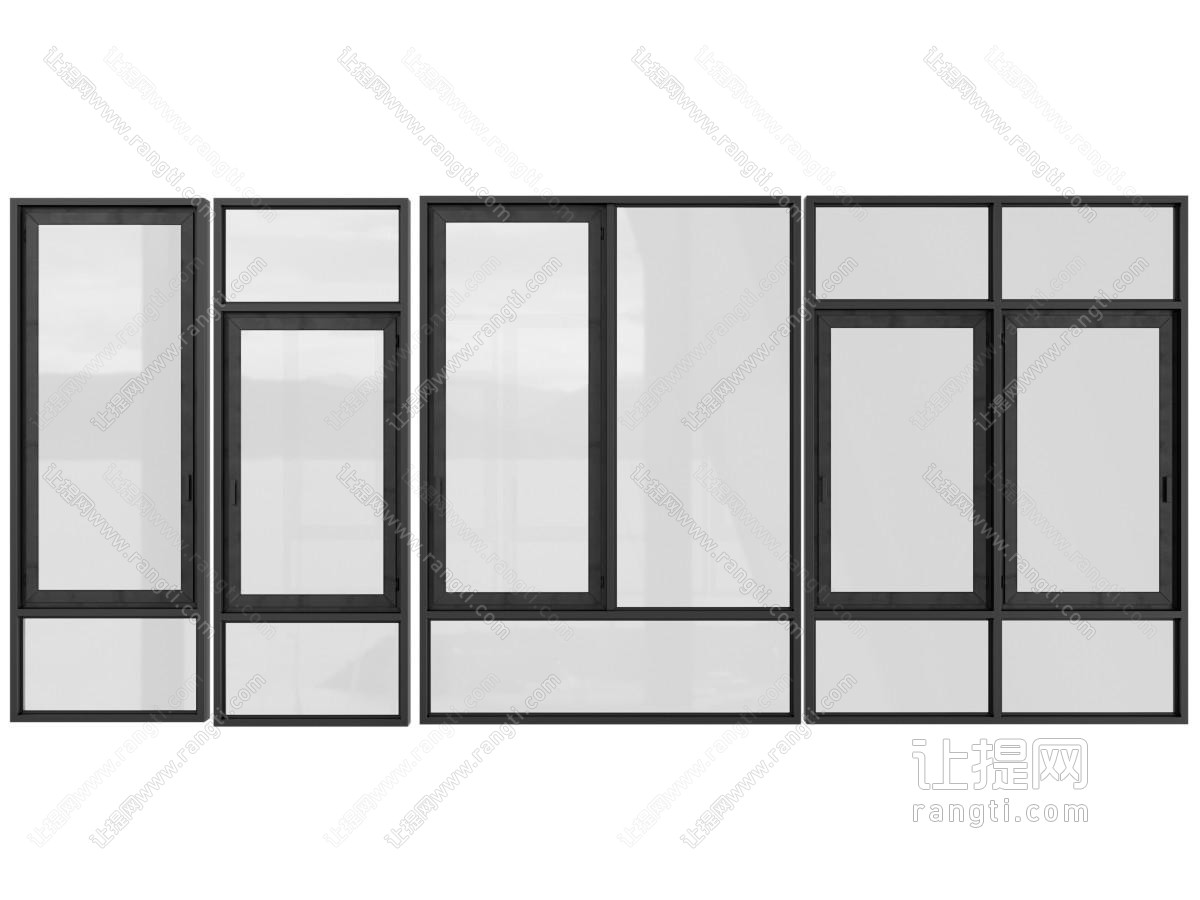 现代金属边框的平开窗户