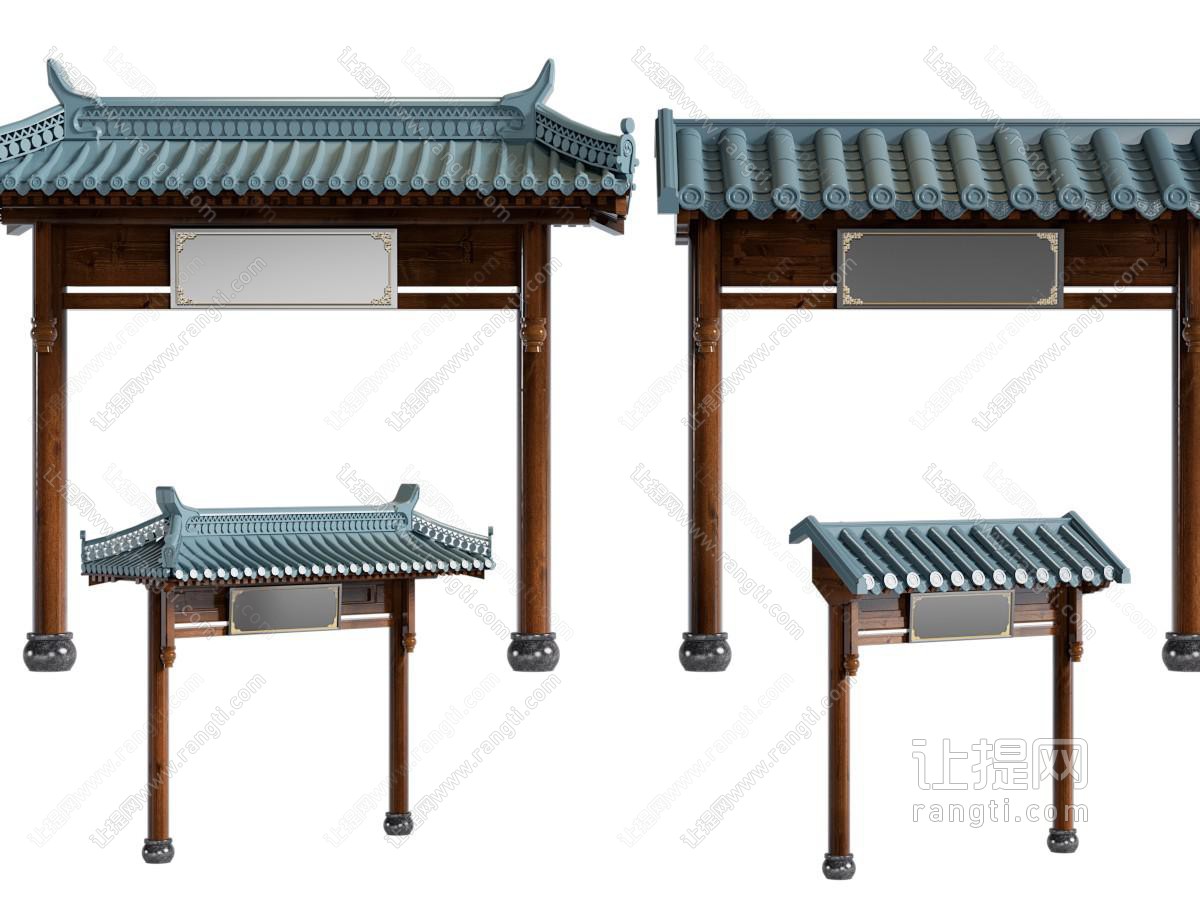 新中式仿古建筑大门