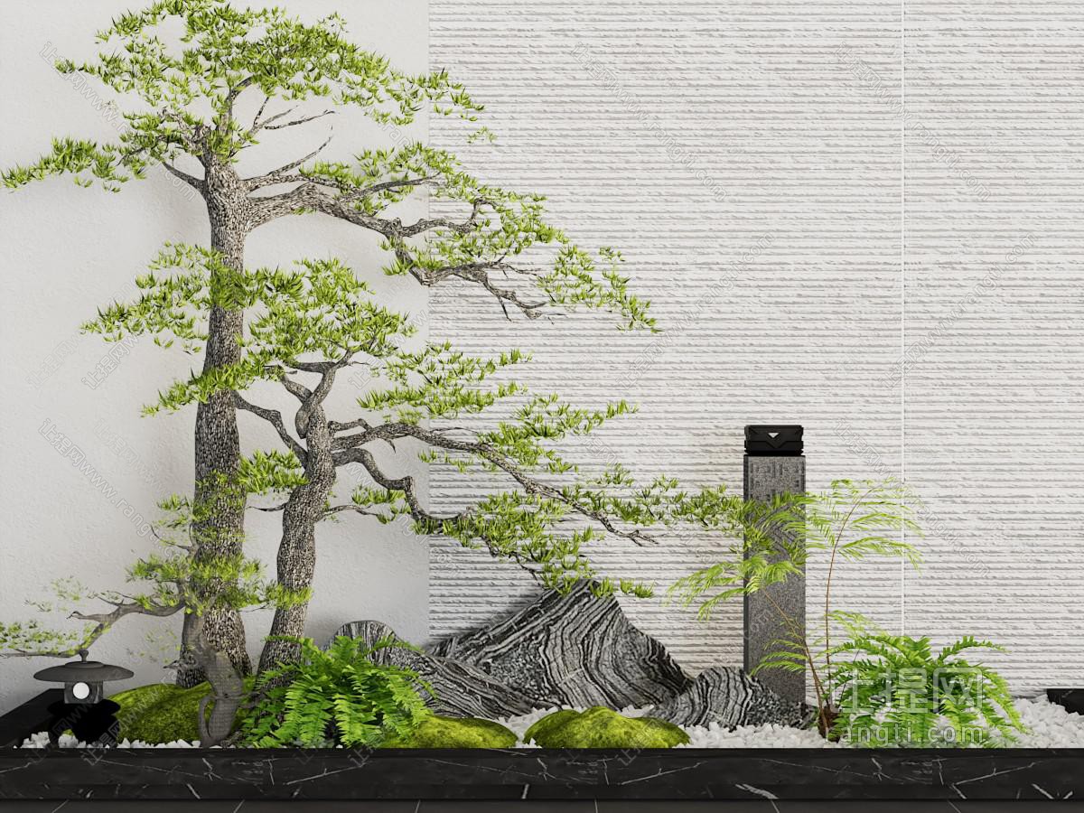 新中式松树 假山室内景观园艺小品