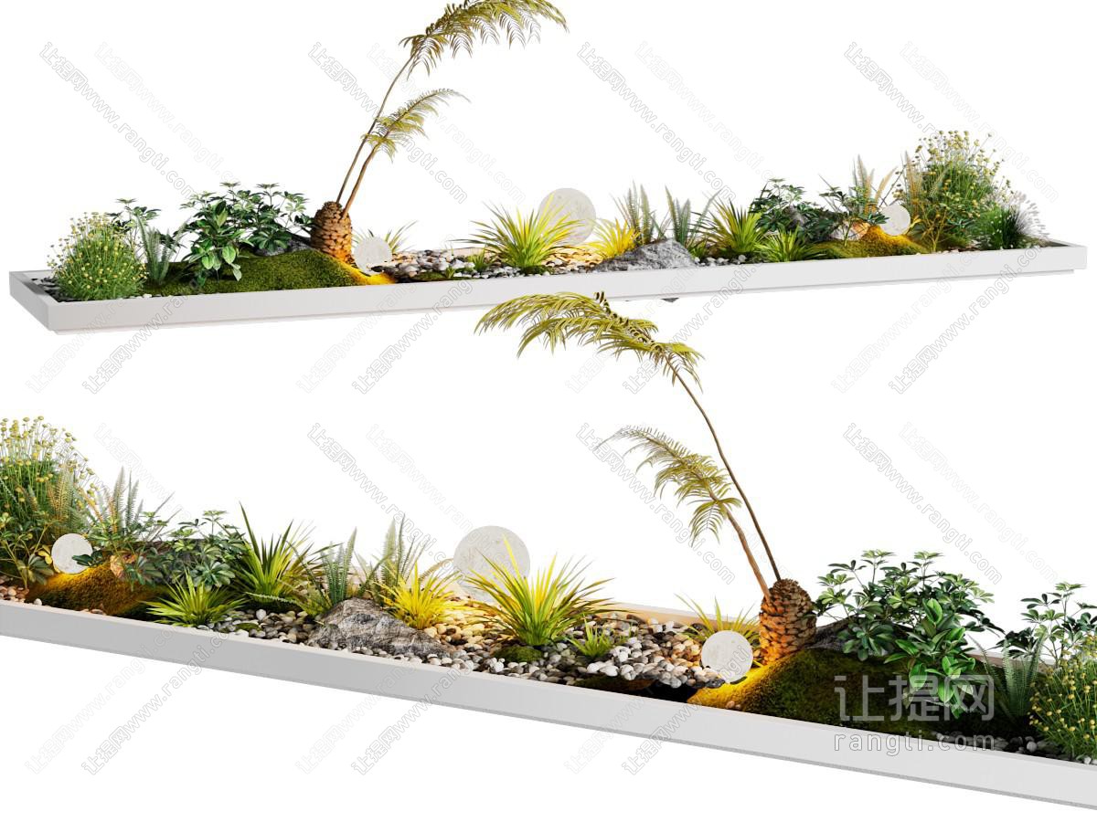 现代花坛、绿植、地灯景观园艺小品