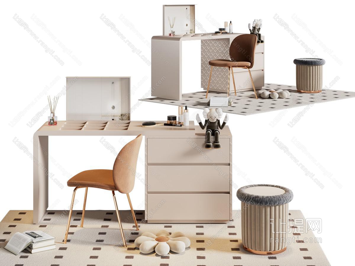 现代轻奢化妆 梳妆台 休闲椅子