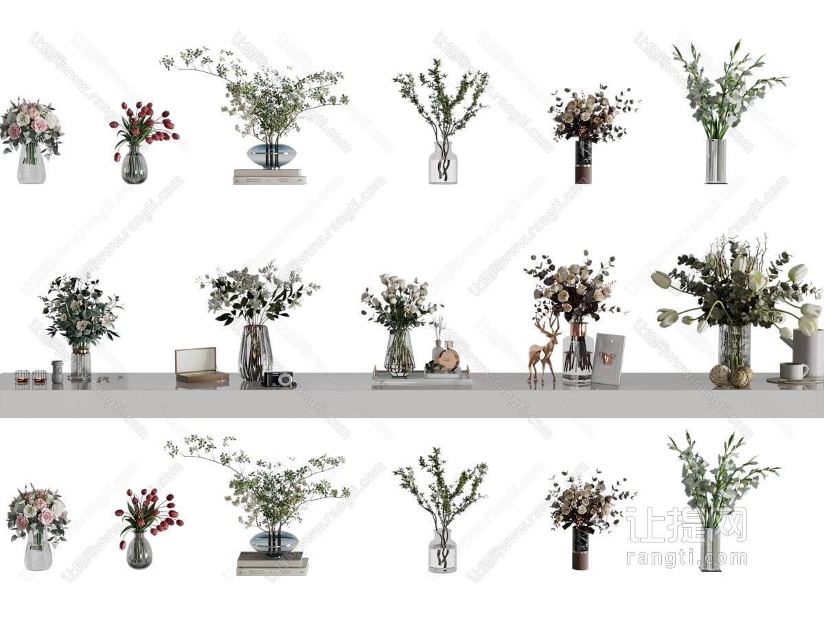 现代花瓶花卉摆件组合
