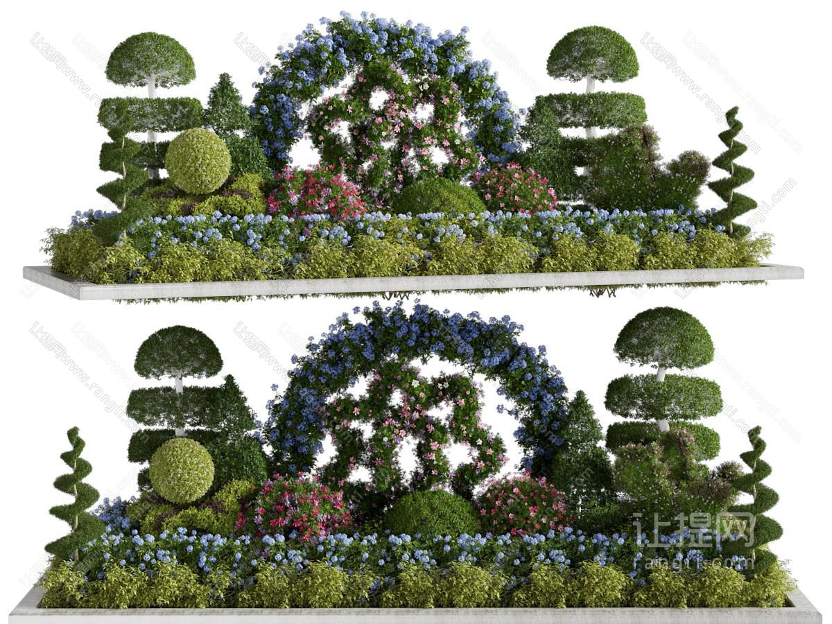 现代户外花坛花草景观树木园艺小品