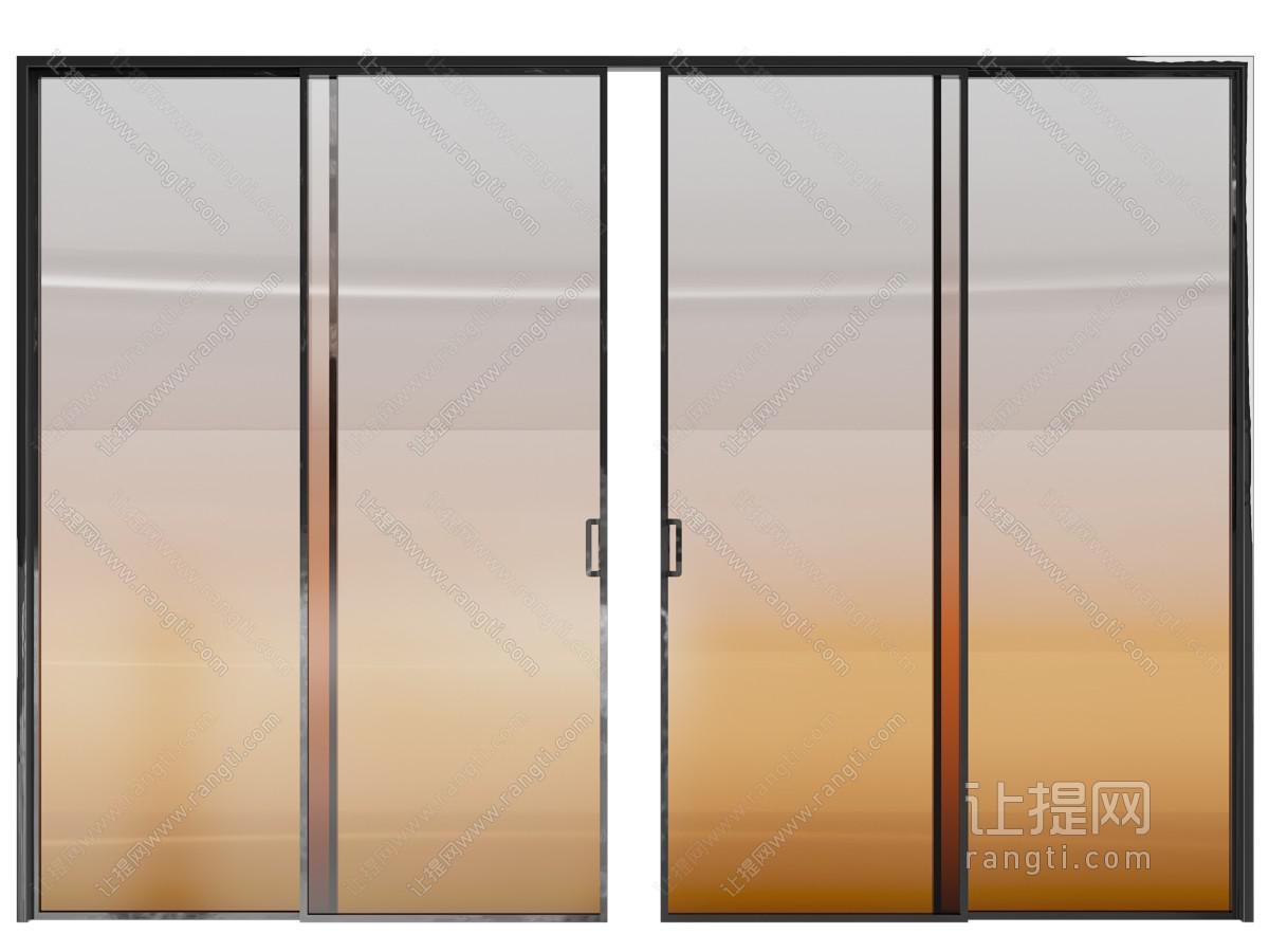 现代四扇渐变玻璃推拉门