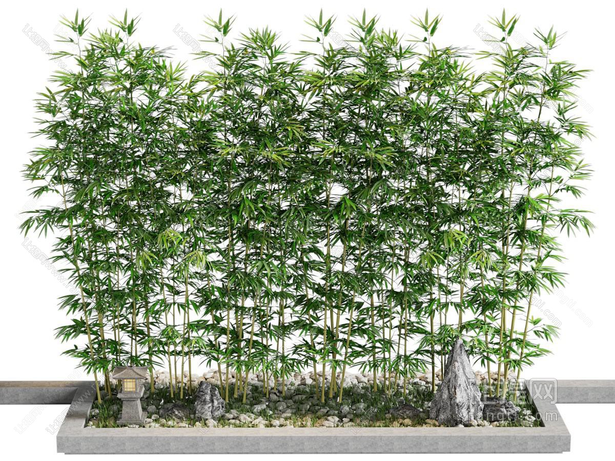 新中式花坛竹子 地灯 石子景观园艺小品