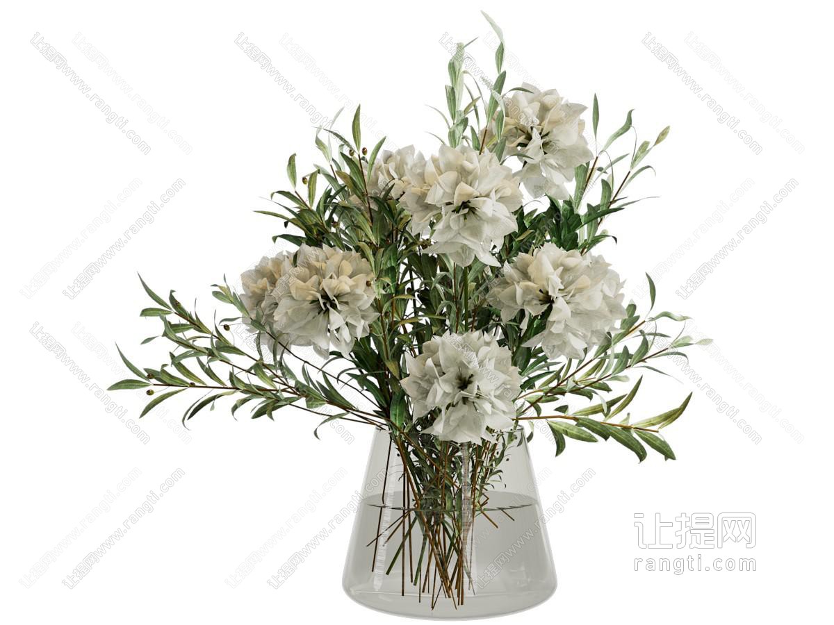 现代玻璃花瓶花卉