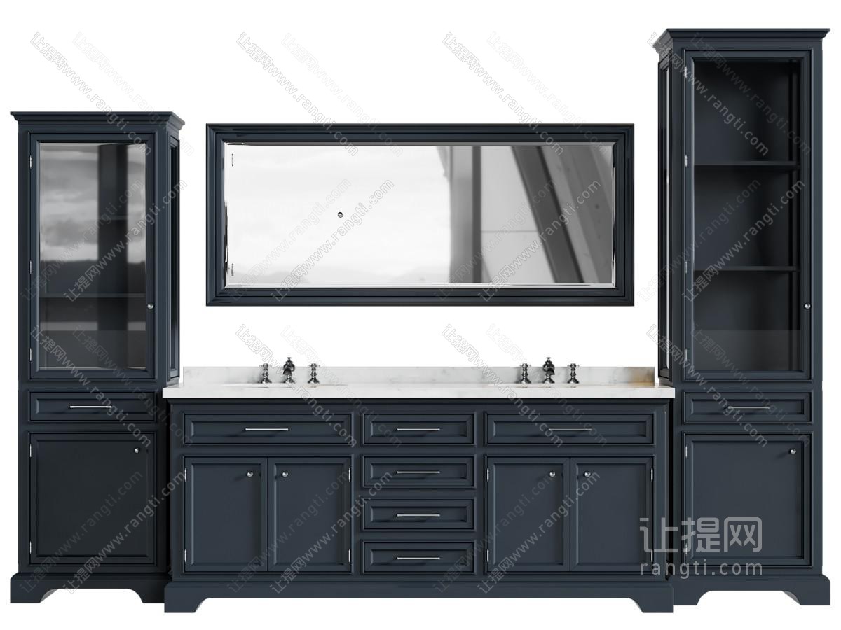 美式双盆洗手台、卫浴柜、浴室柜
