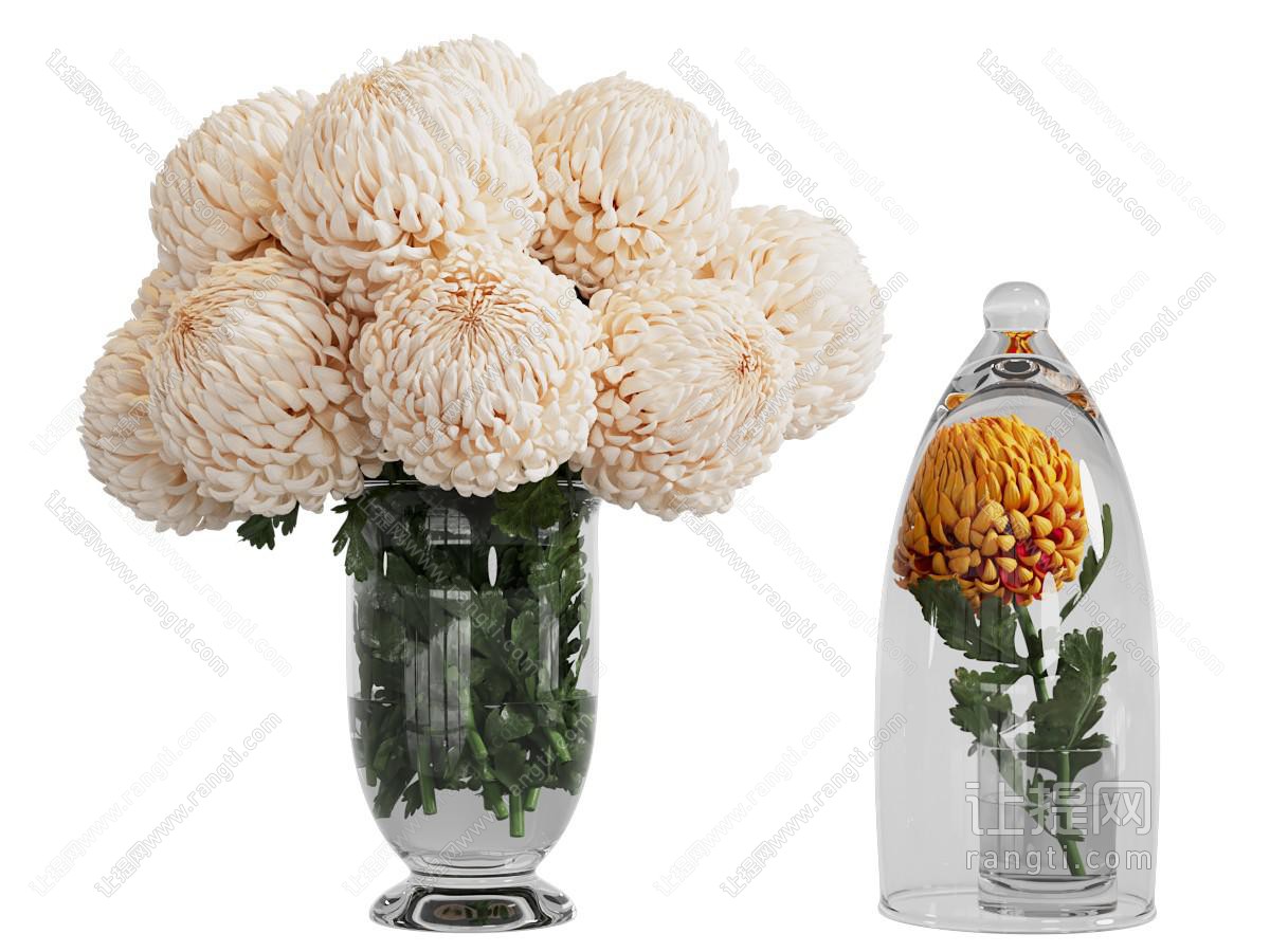 现代玻璃花瓶花卉