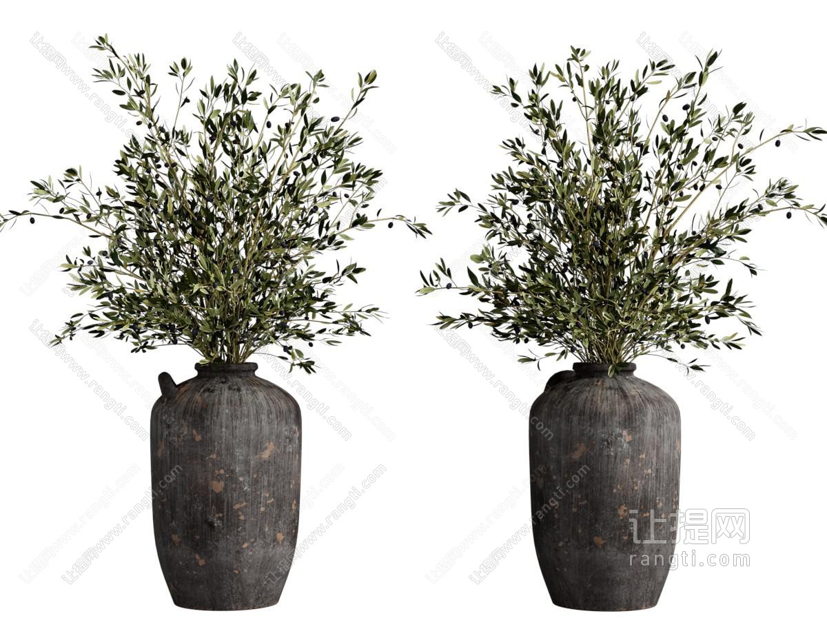 侘寂风土陶花瓶花卉
