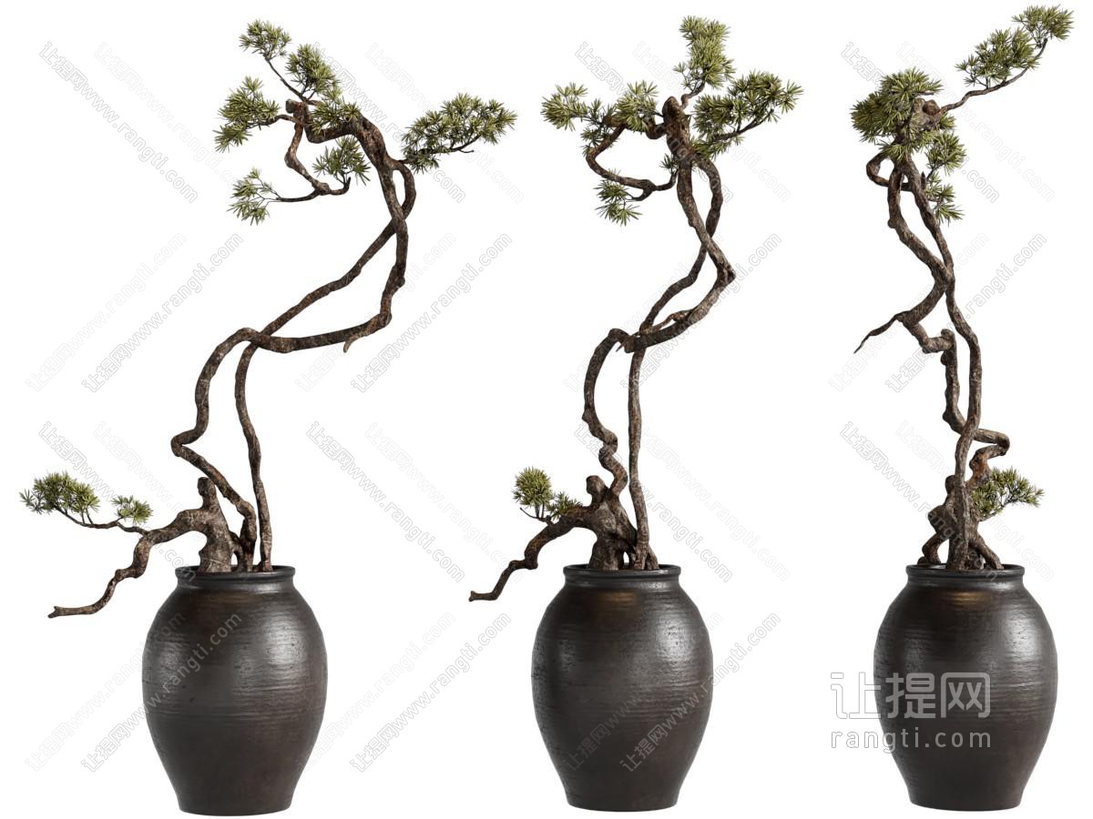 新中式陶瓷花瓶树枝摆件