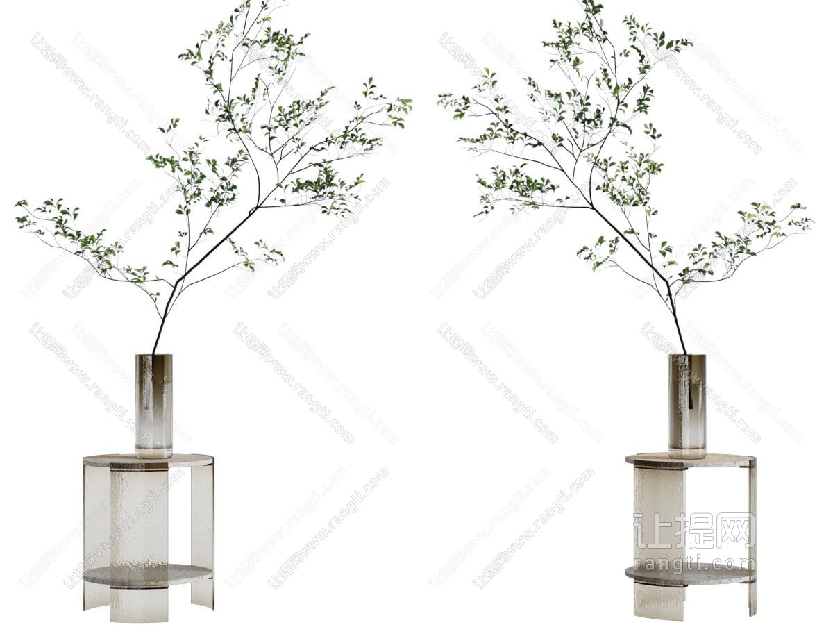 现代边几 花瓶花卉