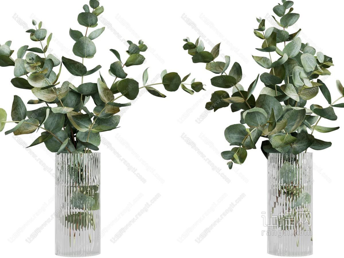 现代花纹玻璃花瓶花卉