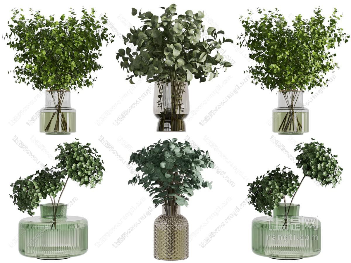 现代玻璃花瓶花卉摆件