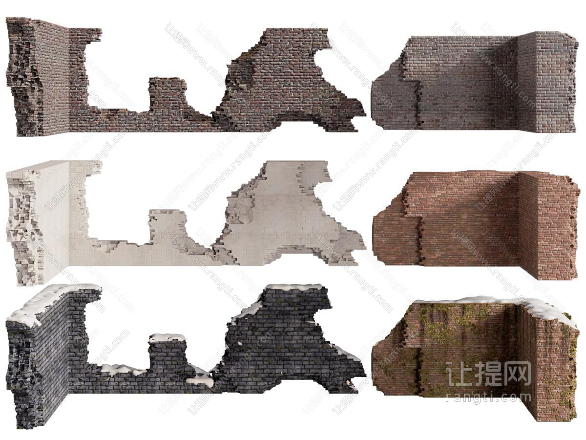 现代残破的墙垣 砖墙