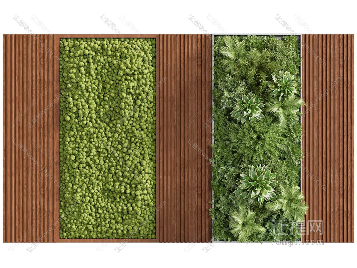 现代栅格植物墙 背景墙