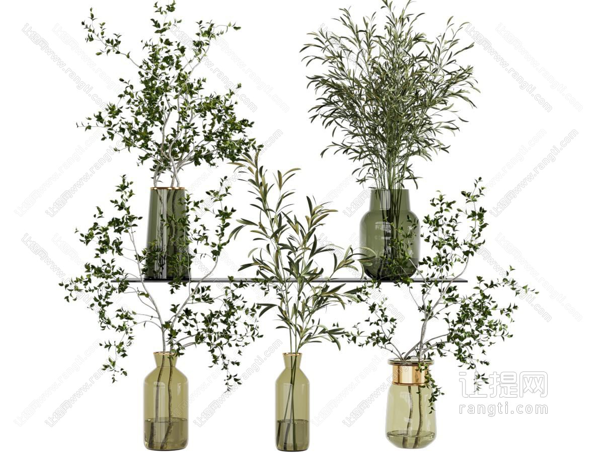 现代玻璃花瓶花卉