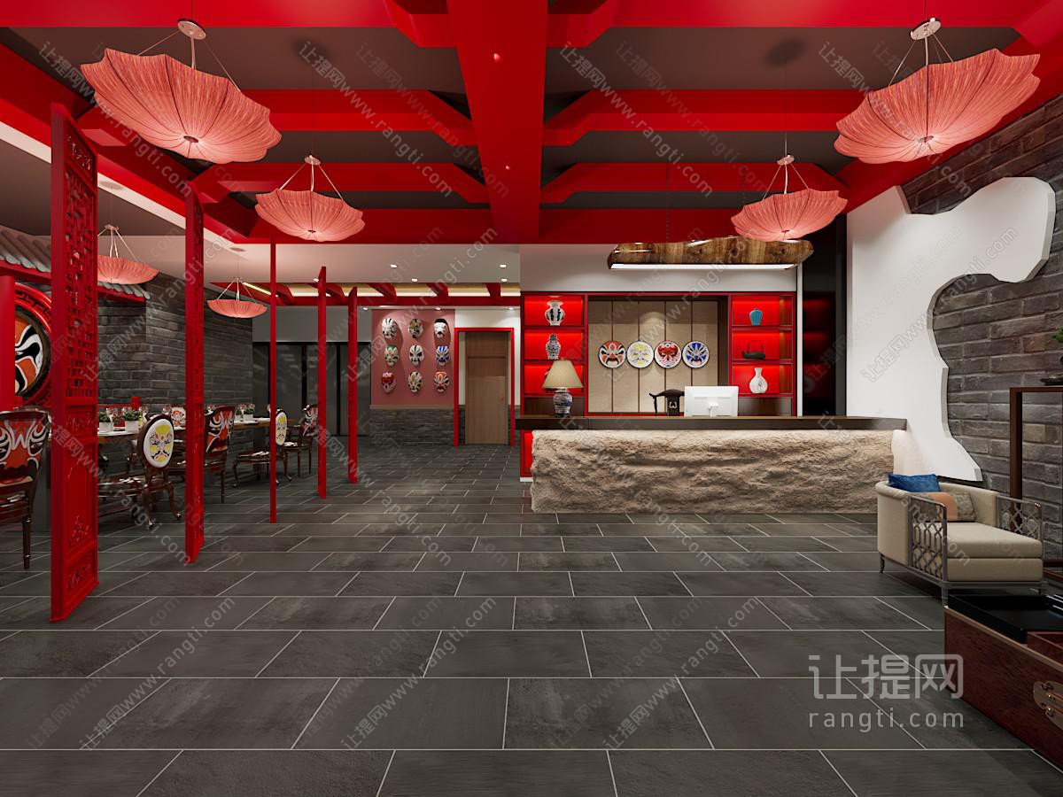 新中式饭店餐馆前台