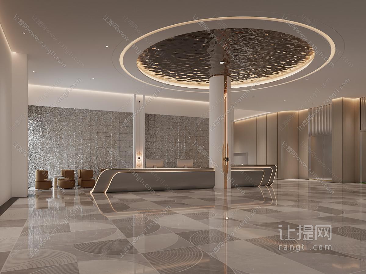 现代轻奢大堂前台接待