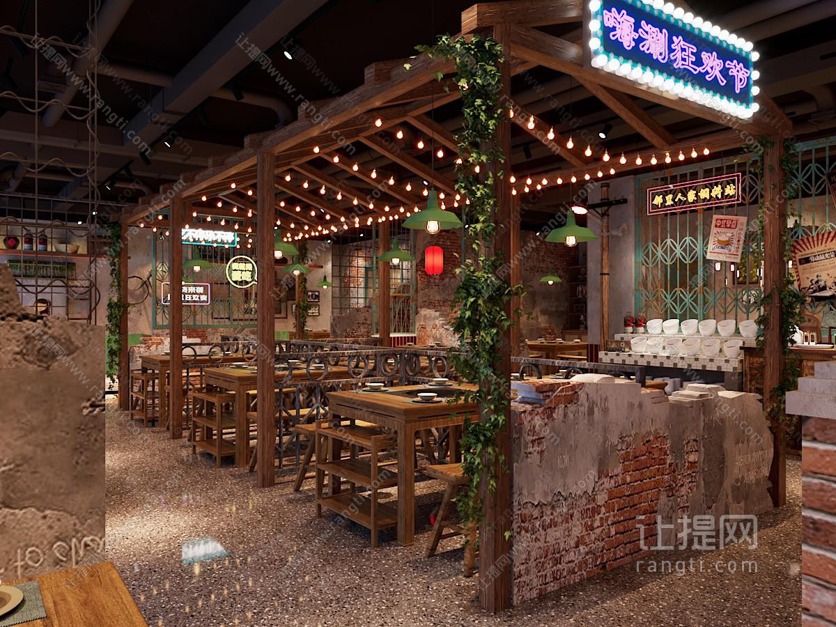 工业风loft饭店餐馆 火锅店