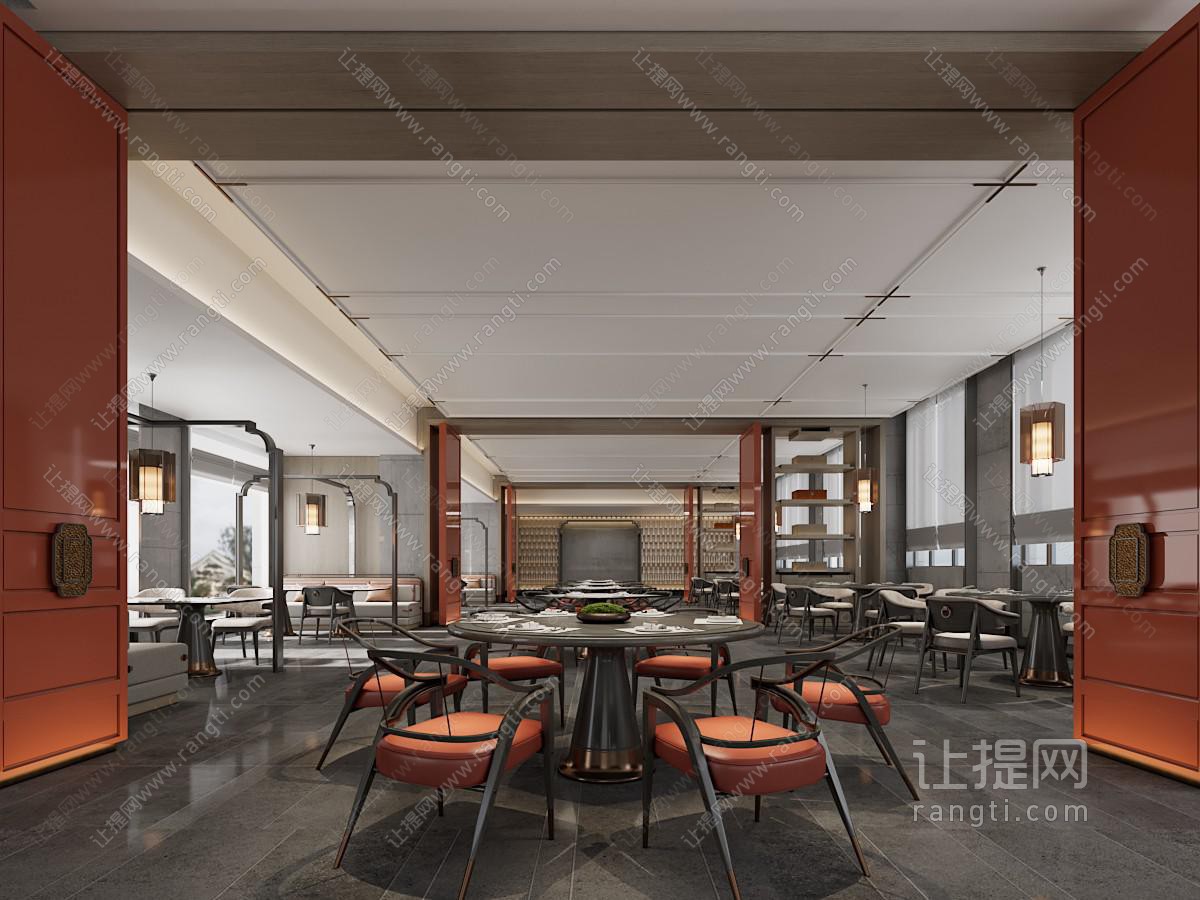 新中式饭店餐馆就餐区