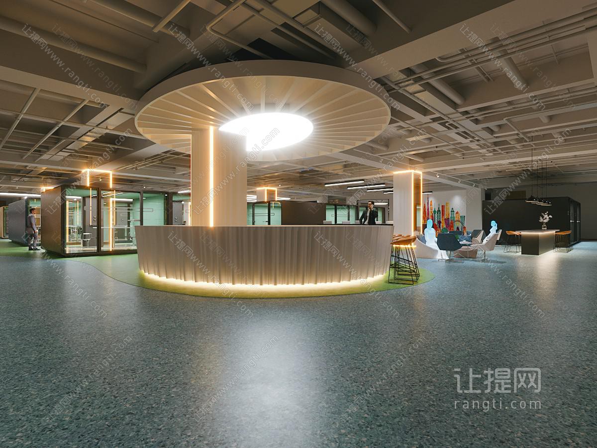 工业风loft大堂前台接待