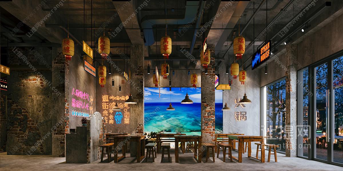 工业风loft饭店餐馆 火锅店