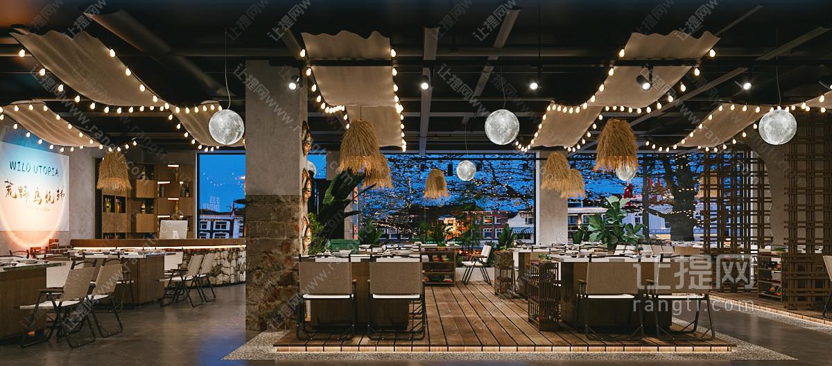 工业风loft营地主题饭店餐馆