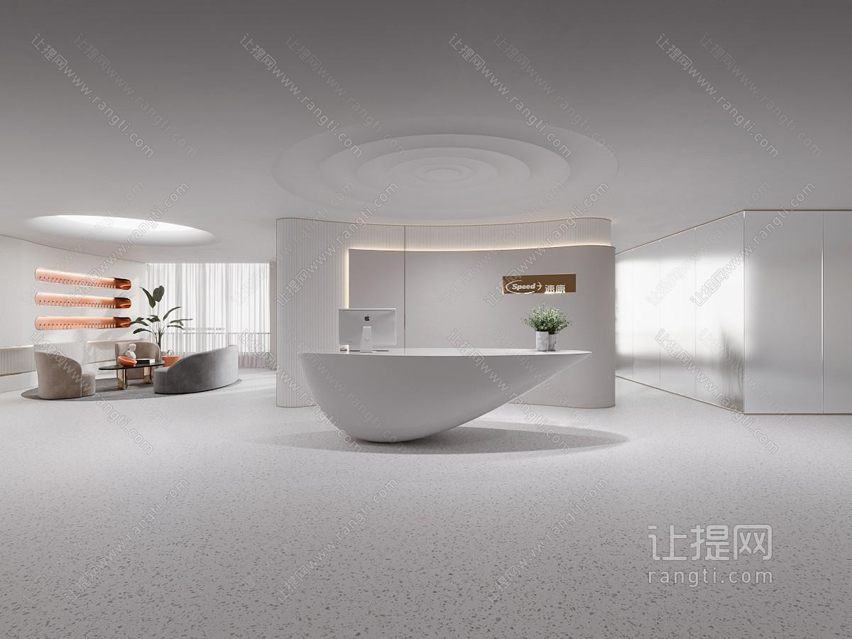 现代奶油风大堂前台接待