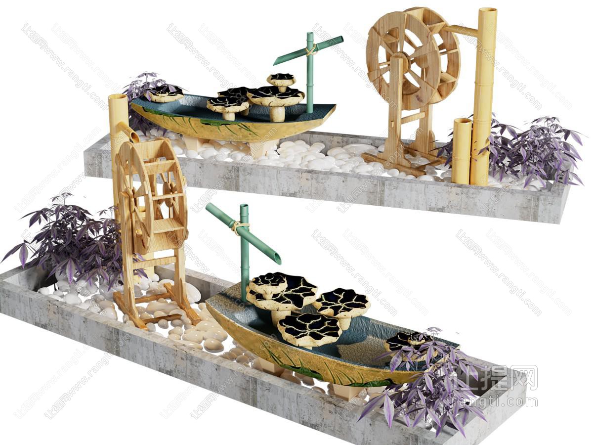 新中式水景 辘轳景观园艺小品