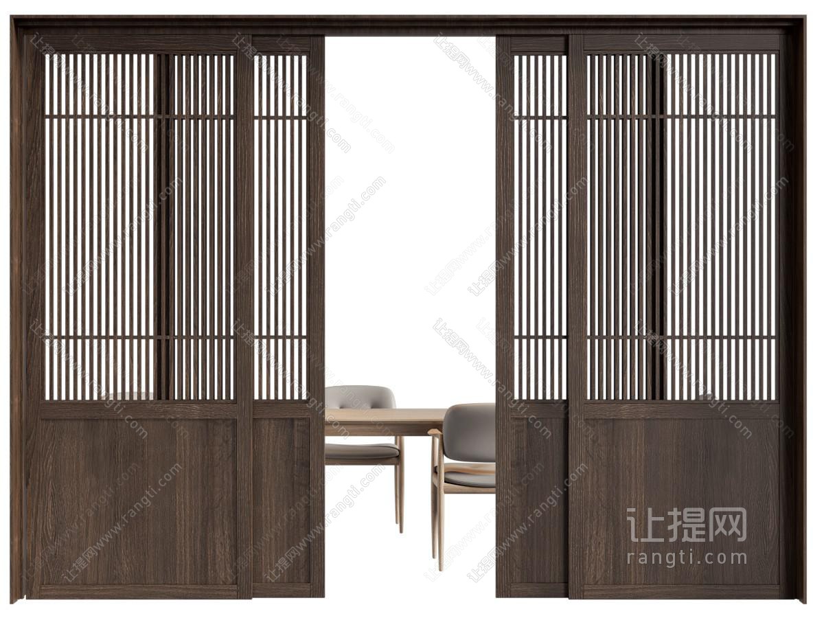 新中式实木推拉门