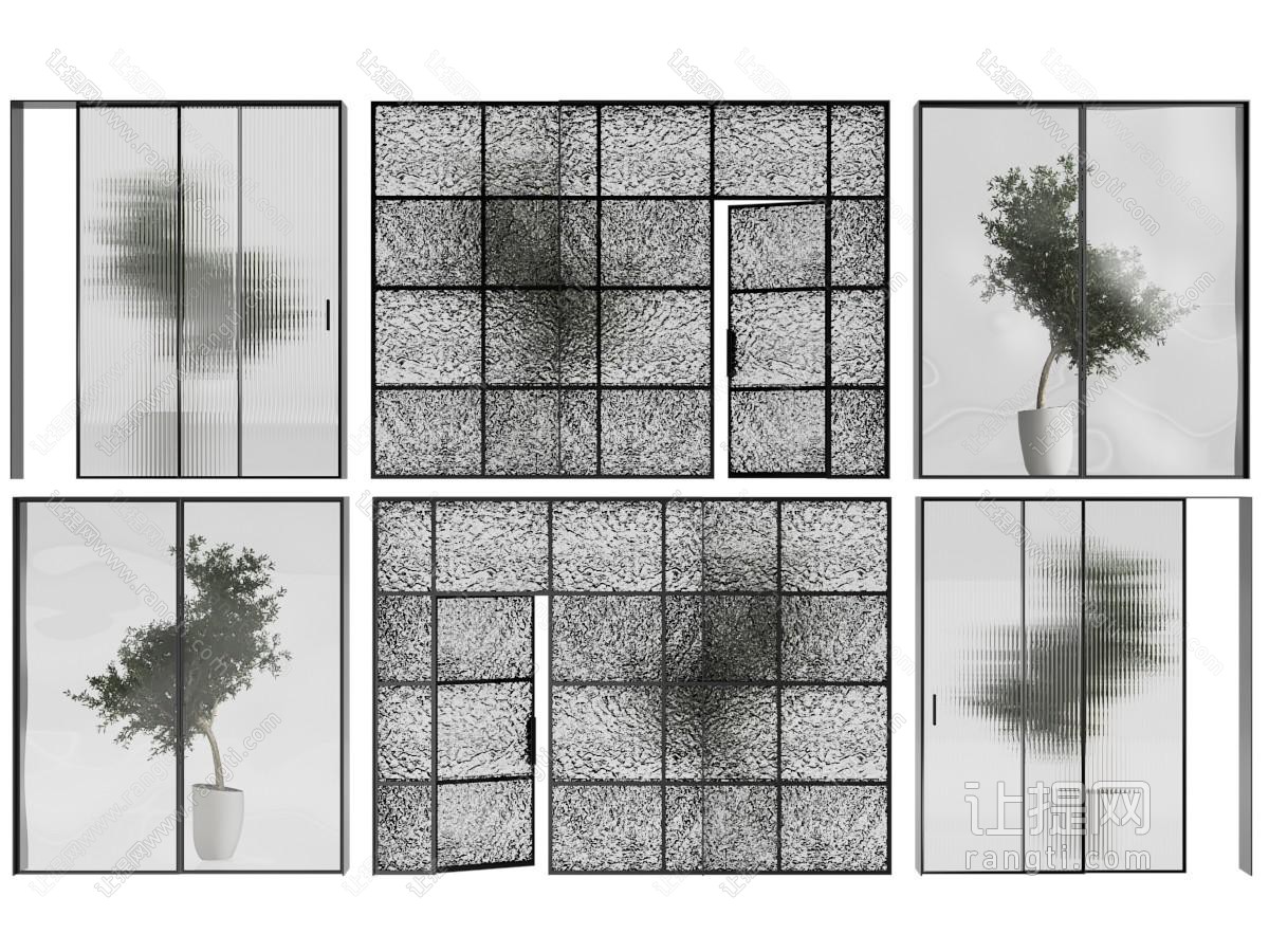现代玻璃推拉门
