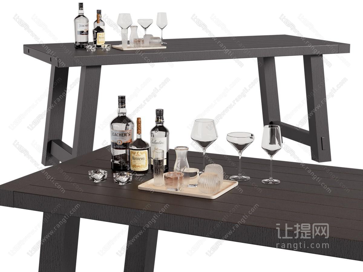 现代酒瓶酒杯