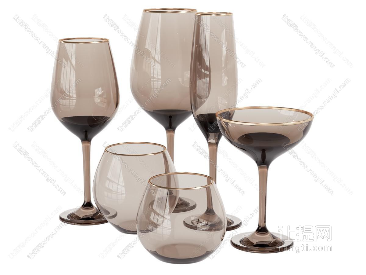 现代玻璃高脚杯 酒杯酒瓶