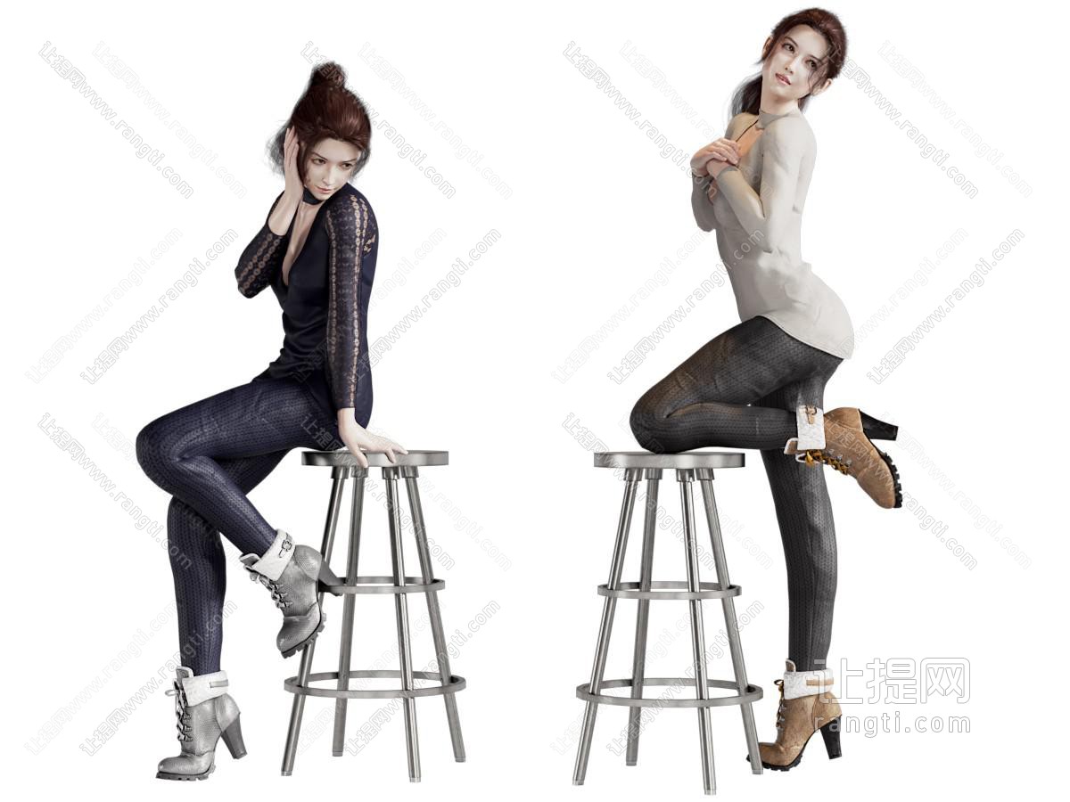 现代坐在吧椅上的女孩 女子 女人 人物