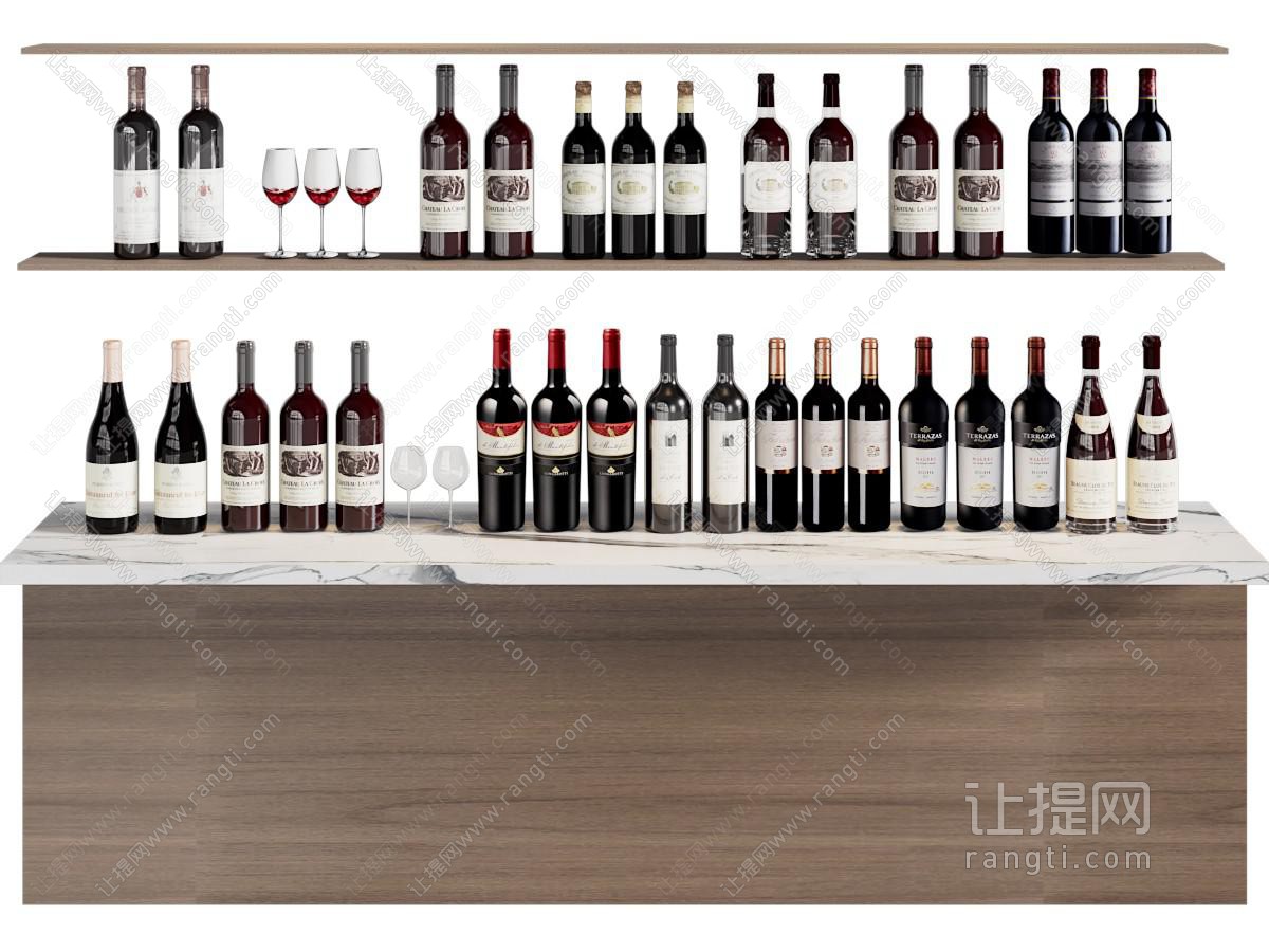 现代红酒酒瓶酒杯