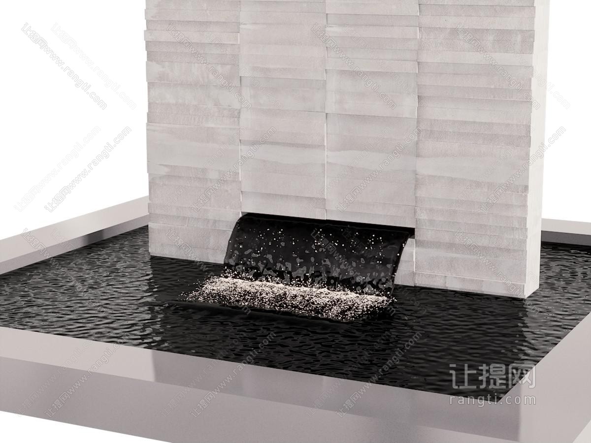 现代水池 瀑布水景景观园艺小品