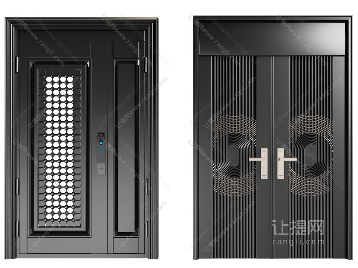 现代实木子母入户平开门 防盗门