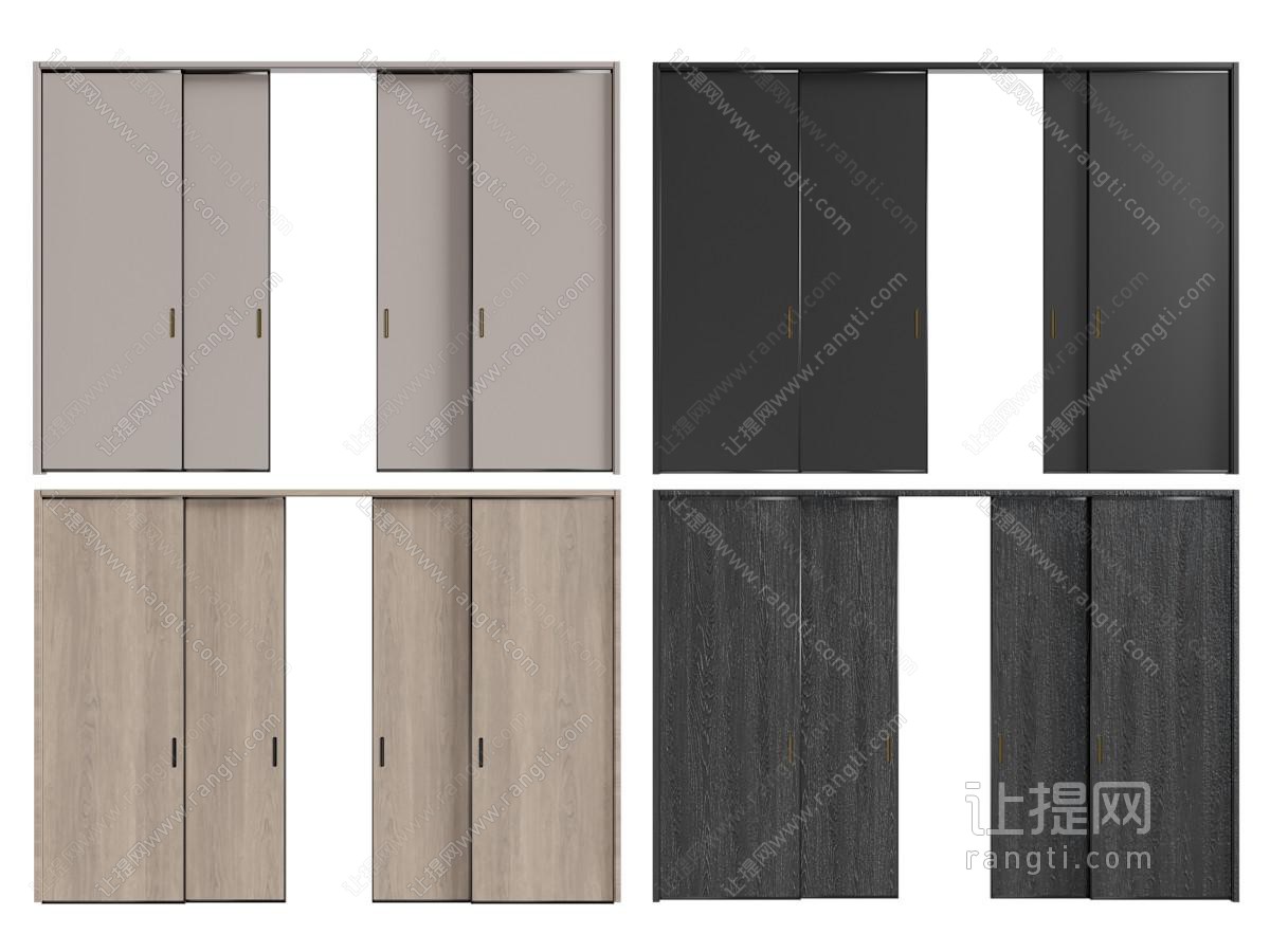 现代实木推拉门